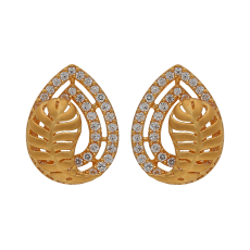 ELEGANT DESIGNED GOLD STUD WITH WHITE STONE